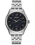 Seiko Mens Essentials Solar - Stainless Steel - Black Dial - Bracelet - SNE489