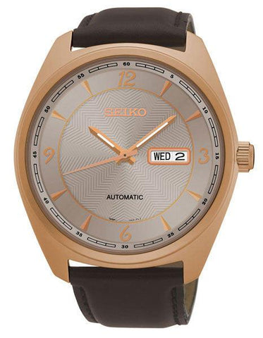 Seiko Mens Recraft Automatic Day/Date Watch - Gray Dial - Rose-Tone - Leather - SNKN72_2add3b17-867b-4732-9919-47549078727b