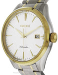 Seiko Mens Classic Automatic Dress Watch - Silver/White Dial - Two-Tone - Date - SRP704A