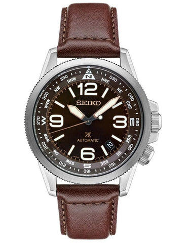 Seiko Prospex Automatic Compass Watch - Brown Dial - Brown Leather Strap - SRPA95