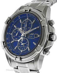 Seiko Solar Mens Alarm Chronograph - Blue Dial - Steel Case & Bracelet - Date - SSC141A_61e209bc-257b-452a-8837-614026b5273f