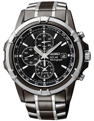 Seiko Solar Mens Alarm Chronograph - Black Dial with Steel & Black IP Bracelet - SSC143_f2acabcd-9ce3-4cb3-9620-d8676c3745aa