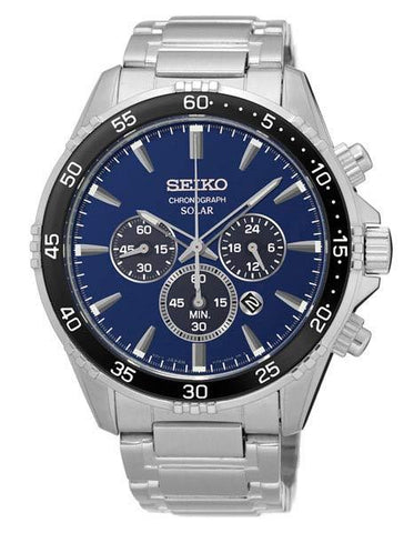 Seiko Solar Mens Chronograph - Blue Dial - Stainless Steel - Bracelet - Date - SSC445_d703a57b-1a84-4ff3-ba45-ee3c93993224