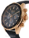 Seiko Solar Mens Chronograph - Black & Rose Gold-Tone - Black Leather Strap - SSC448A_330f0351-efbb-4cf2-97f3-14459ce605b0