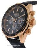 Seiko Solar Mens Chronograph - Black & Rose Gold-Tone - Black Leather Strap - SSC448A_330f0351-efbb-4cf2-97f3-14459ce605b0