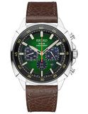 Seiko Mens Recraft Solar Chronograph - Stainless - Green Dial - Leather Strap - SSC513