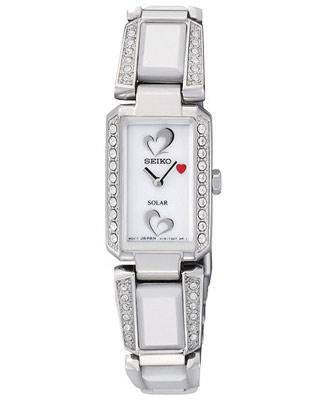 Seiko Solar Ladies Tressia Go Red for Women White Ceramic AHA Dress Watch - SUP185