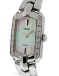 Seiko Solar Ladies 14 Diamond Tressia Dress Watch - Mother of Pearl - Bracelet - SUP329A