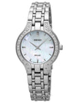 Seiko Solar Ladies Classic 20 Diamond Dress Watch - Mother of Pearl - Stainless - SUP333