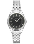 Seiko Solar Ladies Thin Dress Watch - Stainless Steel - Black Dial - Bracelet - SUP343