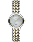 Seiko Womens Solar Dress Watch - Two-Tone - Silver / White Dial - Bracelet - SUP349