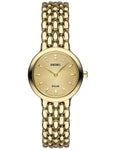 Seiko Womens Solar Dress Watch - Gold-Tone - Champagne Dial - Power Reserve - SUP352