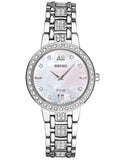 Seiko Womens Solar Crystal Dress Watch - Mother of Pearl - Stainless Steel - SUP359