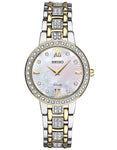 Seiko Womens Solar Crystal Dress Watch - Two-Tone - Mother of Pearl Dial - SUP360