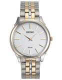 Seiko Solar Mens Slimline - White Dial - Two-Tone - Bracelet - 30m - SUP864