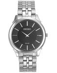 Seiko Solar Mens Slimline - Black Dial - Stainless Steel - Bracelet - 30m - SUP865