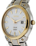 Seiko Ladies Solar Dress Watch - White Sunray Dial - Two-Toned - SUT128A