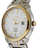 Seiko Ladies Solar Dress Watch - White Sunray Dial - Two-Toned - SUT128A