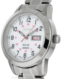 Seiko Solar Ladies Railroad Style Sporty Dress Watch - White Dial - Stainless - SUT167A