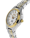 Seiko Solar Ladies Watch - White Dial - Two-Tone Design - 100M WR - Date Window - SUT222A