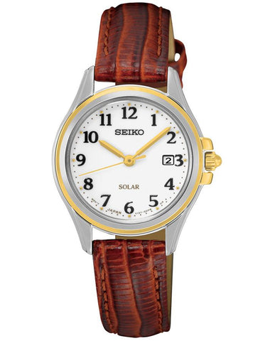 Seiko Solar Ladies Core Series Solar Watch - White Dial - Brown Leather Strap - SUT252_23f7dab9-0ba0-413c-8bb4-cf2bcfbb61f5