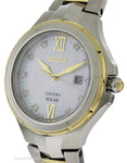 Seiko Solar Ladies 10 Diamond Coutura - Mother of Pearl Dial - Two-Tone - Date - SUT308A