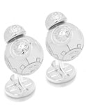 Star Wars BB8 3D Droid Cufflinks - Sterling Silver - Fixed Logo Back - SW-BB8-S925A