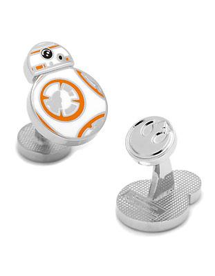 Star Wars BB8 Droid Cufflinks - Silver Tone - Polished Enamel - Fixed Back - SW-BB8-SL_f1a51555-bbc2-4209-bbdb-70120754d9f9