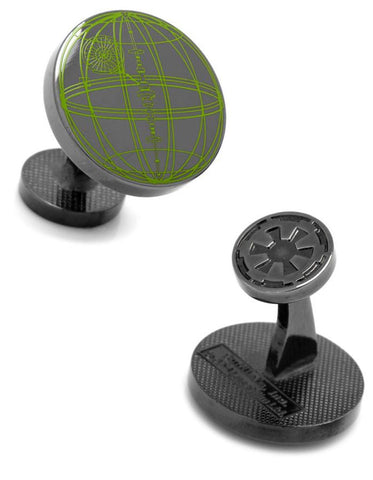 Star WarsDeath Star Blueprint Plans Cufflinks - Green & Grey - SW-DSRO-BK