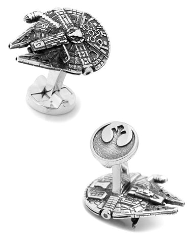Star Wars Millenium Falcon 3D Cufflinks - Logo Swivel Closure - SW-MF7-3D