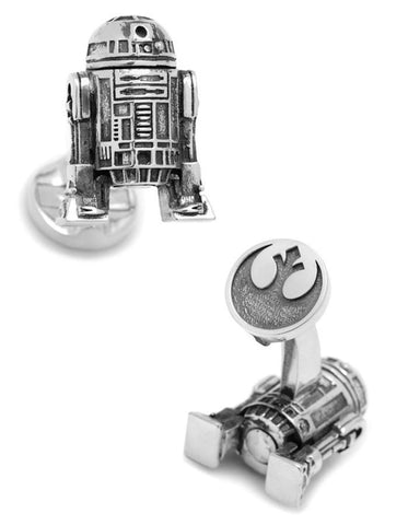 Star Wars R2D2 3D Cufflinks - Moving Head - Logo Swivel Closure - SW-R2MOV-3D