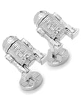 Star Wars R2-D2 3D Cufflinks - Sterling Silver - Logo Back Closure - SW-R2MOV-S925A