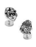 Star Wars Rebel Duo Cufflinks- Han Solo & Chewbacca- Stainless Steel & Enamel - SW-RDUO-SL
