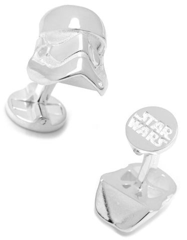 Star Wars Stormtrooper Helmet 3D Cufflinks - Sterling Silver - Logo Back Closure - SW-STH7-S925
