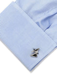 Star Wars TIE Striker Cufflinks - Silver Tone & Black Enamel - SW-TIES-SLB