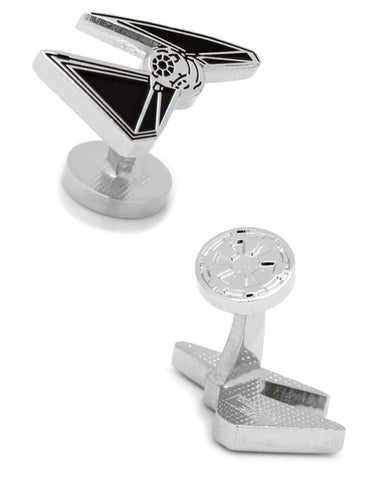 Star Wars TIE Striker Cufflinks - Silver Tone & Black Enamel - SW-TIES-SL