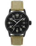 Szanto Mens 1100 Series - Black Steel - Black Dial - Khaki Strap - 100m - Date - SZ-1102_d059b9d9-72e8-46c8-affc-ad5f1c44b022