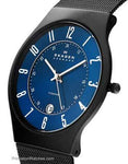 Skagen Mens Black Titanium Case and Adjustable Mesh Bracelet - Blue Dial - 37mm - T233XLTMNA_71b1e3ae-9180-4395-b474-b214ee773b03