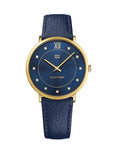 Tommy Hilfiger Womens Sloan Dress Watch - Gold-Tone - Blue Leather Strap - TH-1781807