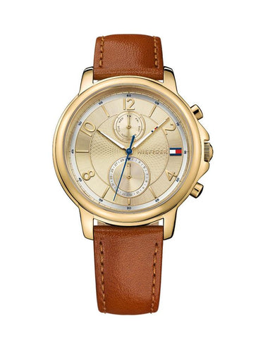 Tommy Hilfiger Womens Claudia Dress Watch - Gold-Tone - Biscotto Leather Strap - TH-1781818