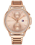 Tommy Hilfiger Womens Carly Watch - Rose Gold-Tone - Crystals - Bracelet - TH-1781915