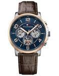 Tommy Hilfiger Keagan Mens Watch - Brown Strap - Blue Dial - Two-Tone - Day/Date - TH-1791290_e8372f9c-4de0-423b-932b-2e1fbf40f47a