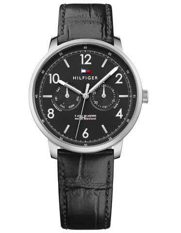 Tommy Hilfiger Will Mens Watch - Black Dial - Leather Strap - Day/Date - 30m - TH-1791356_0480075e-55e6-4873-8d74-19f71c2066eb