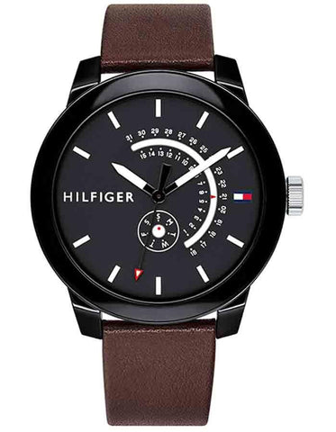 Tommy Hilfiger Mens Denim Watch - Black TR90 - Chronograph - Brown Leather Strap - TH-1791478_bf26f433-5aca-4e89-87ae-65aae2ec3841