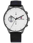 Tommy Hilfiger Mens Chase Watch - Gray - Gunmetal - Black Leather Strap - TH-1791489_bcf990cc-a42c-42b3-88ea-cb169dfe43ee