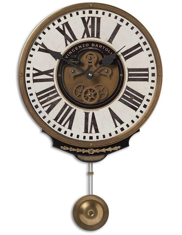 Uttermost Vincenzo Bartolini Pendulum Wall Clock - Cream Dial - Brass Accents - UM-06021