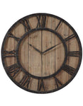 Uttermost Powell Rustic Round Clock - Wood Panels - Bronze Accent - UM-06344_107e866e-b104-4852-a0d5-d06b6a50121d