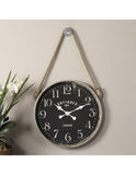 Uttermost Bartram Hanging Wall Clock - Distressed Black Dial - Rope Accent - UM-06428A