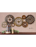 Uttermost Spare Parts Large Wall Clock - Metal Gear Collage - Rustic Colors - UM-06788A