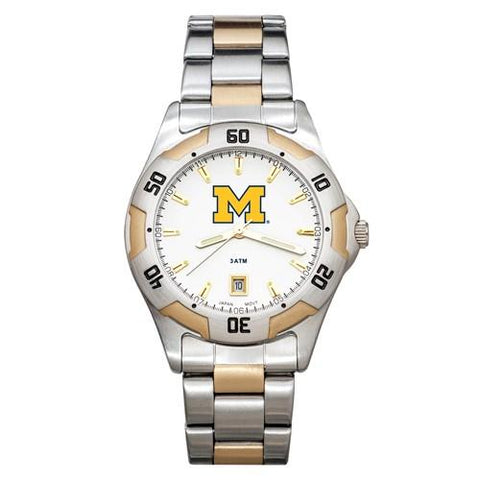 University of Michigan All-Pro Mens Watch - Gold and Silver Tone - Bracelet - UM153_9617cc20-e394-4585-85b6-deb1d3948ee4